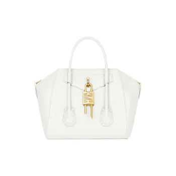 Givenchy Antigona Lock Calfskin Handbag Mini Women's Ivory White