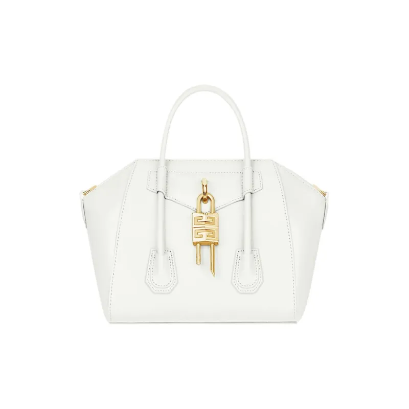 Givenchy Antigona Lock Calfskin Handbag Mini Women's Ivory White-0