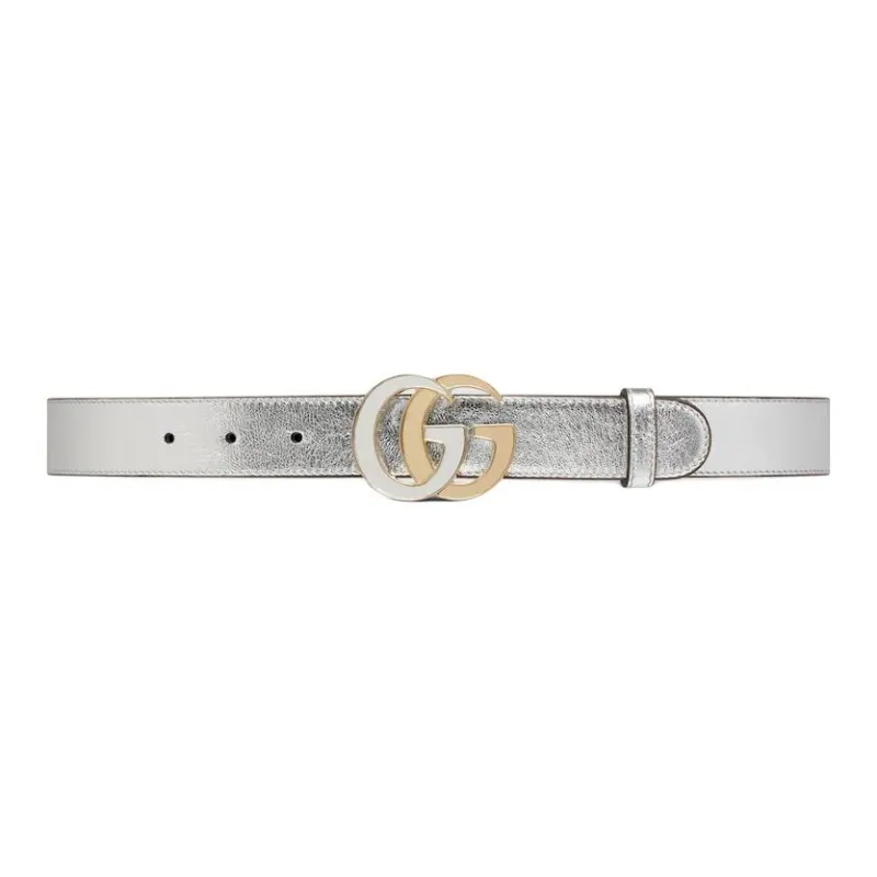 GUCCI Leather Belts Unisex Silver Width 3cm-0