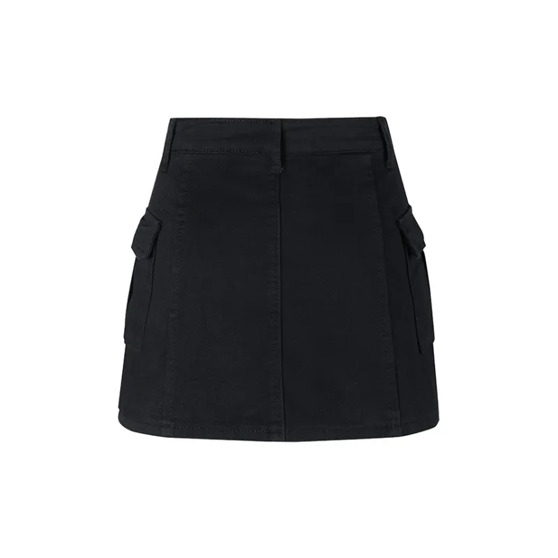 Wen Shan Denim Short Skirts Women's Black-1