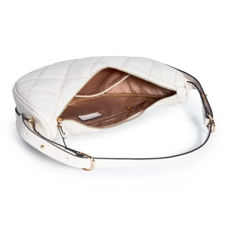 Chrisdien Deny Synthetic Leather Crescent Bag Shoulder Bag Regular Women's Milk Tea Beige/White-8