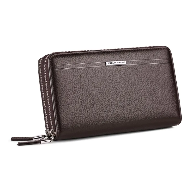 WilliamPOLO Top Grain Cow Leather Long Wallet With Multiple Card Slots Clutch Large Size Men's Multicolor-7