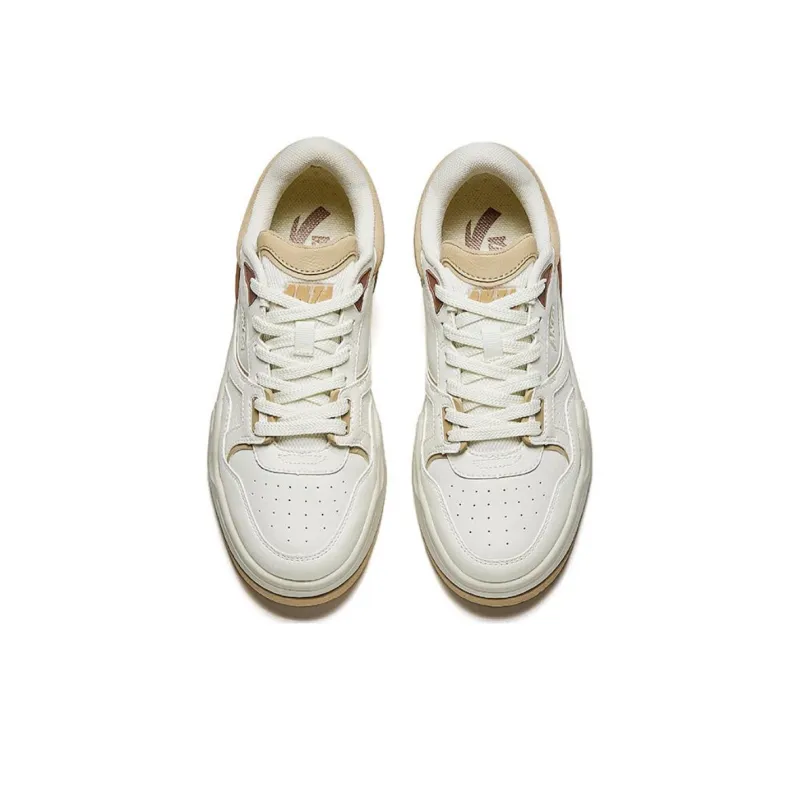 Anta C37 Anti Slip Wear Resistant Low Top Skateboard Shoes Women's White Brown-2