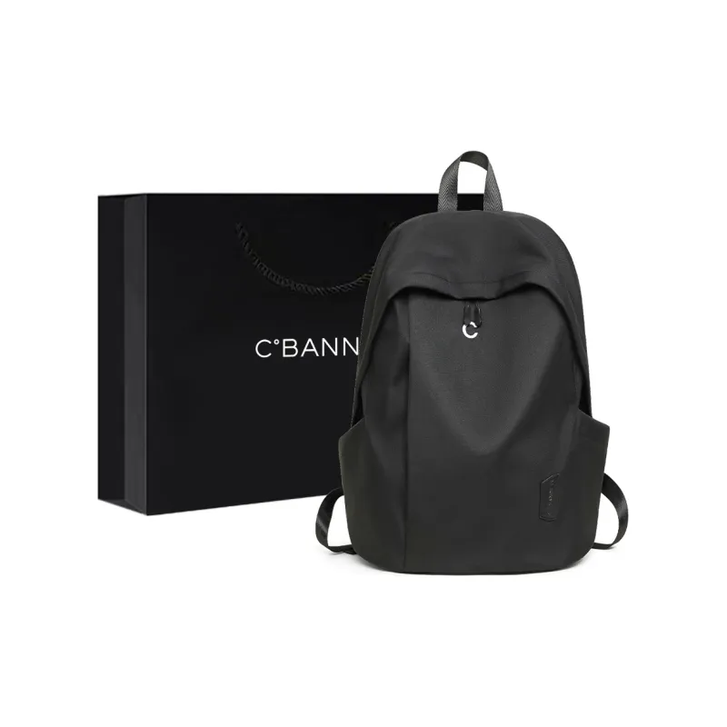 C°BANNER Fabric Backpack Large Size Unisex Black/White Yellow-5