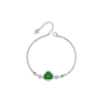 Princess Cui Ice Glutinous S925 Silver Jadeite Buddha Bracelet Women's