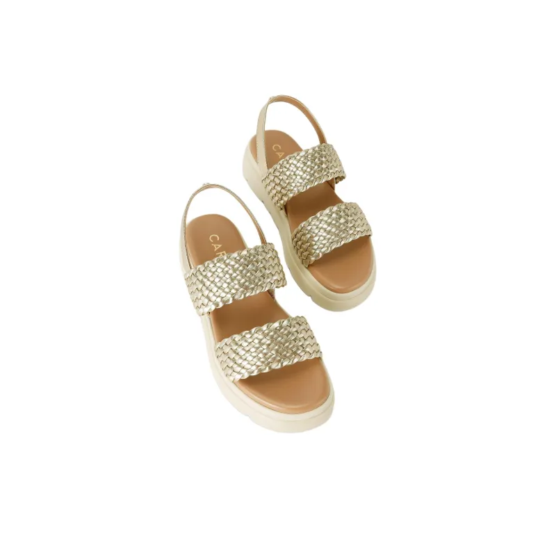 Kurt Geiger London Krypton Weave Strap Sandals 5cm Women's Gold-3