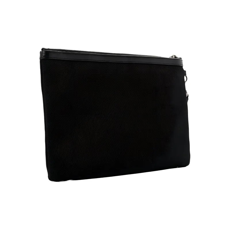 SAINT LAURENT Rive Gauche Cotton With Leather Canvas Bag Wristband Clutch Unisex Black-4