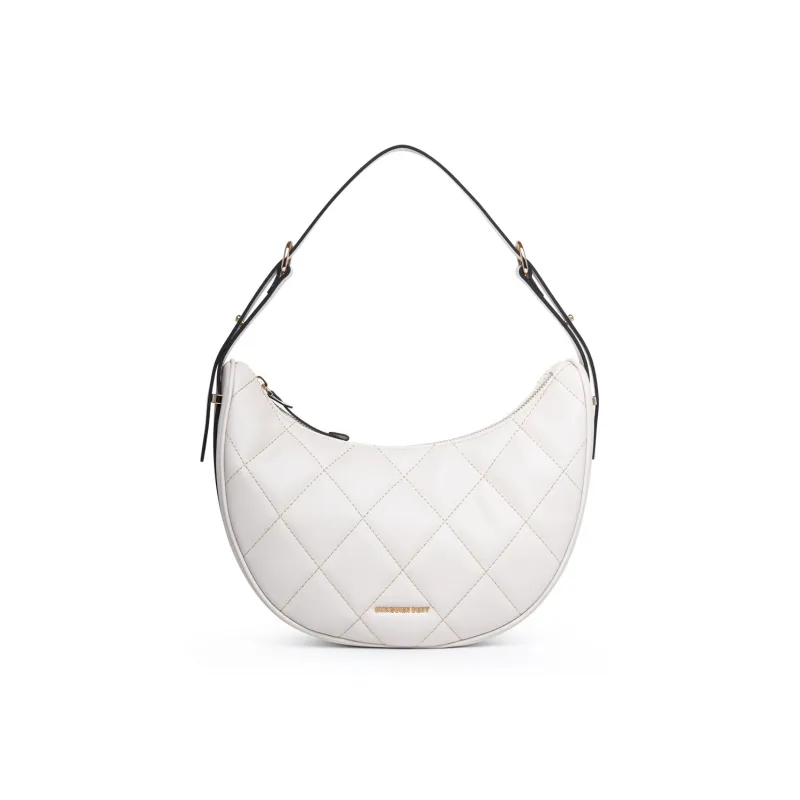 Chrisdien Deny Synthetic Leather Crescent Bag Shoulder Bag Regular Women's Milk Tea Beige/White-5