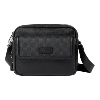 GUCCI Leather Shoulder Bag Crossbody Bag Small Size Unisex Black