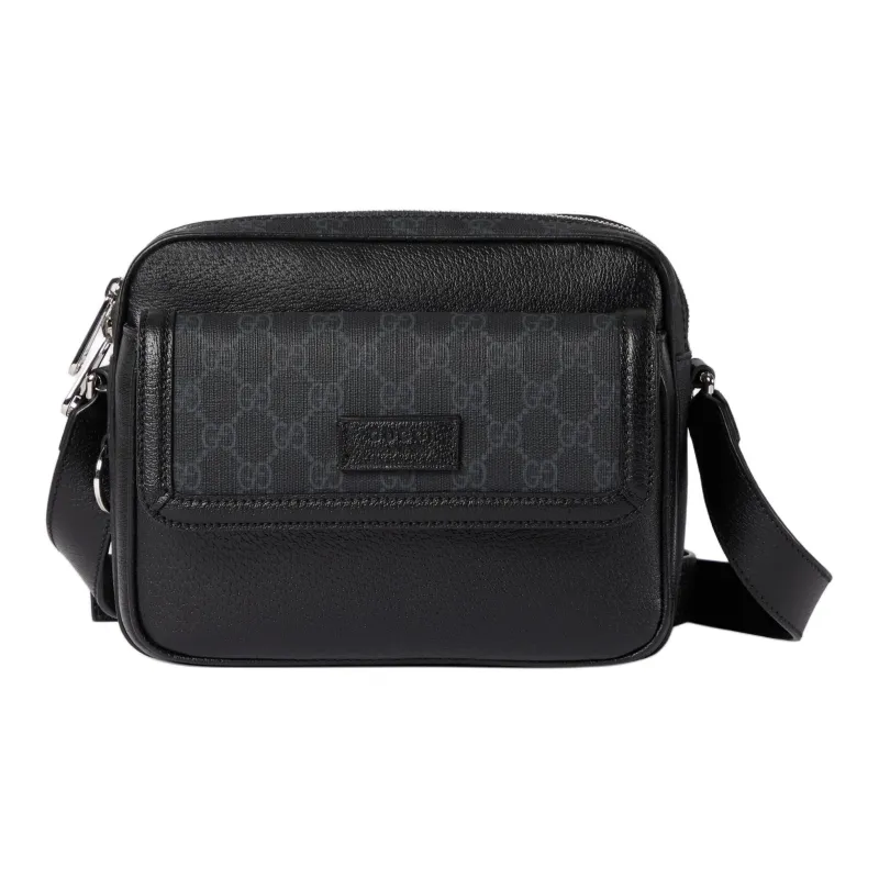 GUCCI Leather Shoulder Bag Crossbody Bag Small Size Unisex Black-0