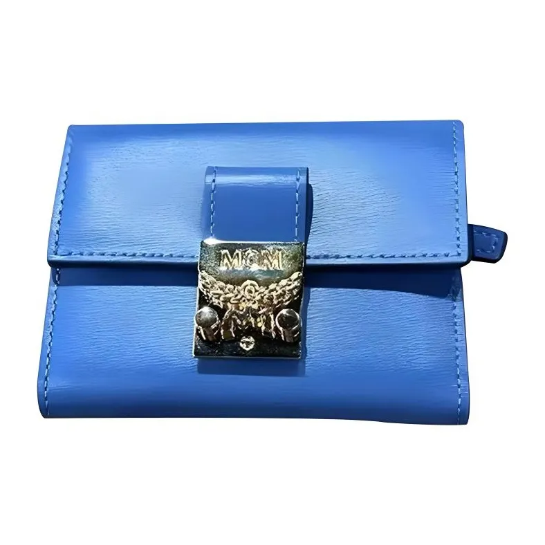MCM Patricia Visetos Leather Wallet Mini Women's Blue-0