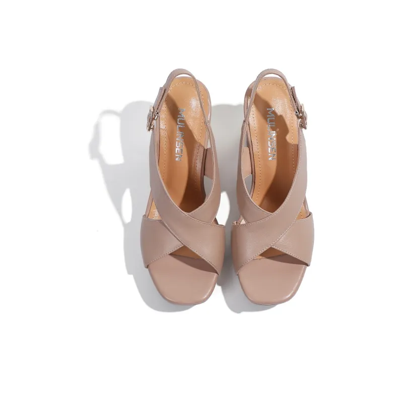 Mulinsen Roman Sandals Approx. 8cm Women's Nude-2