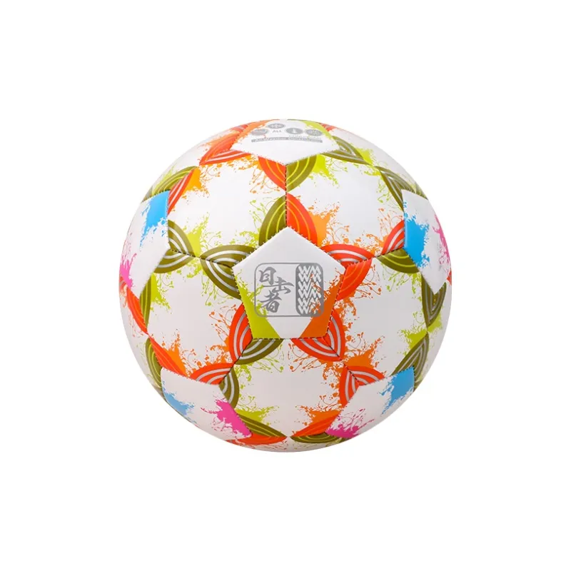 WITESS Size 5 Soccer PVC Machine Stitched Soccer Ball Unisex Multicolor Ink Splatter-2