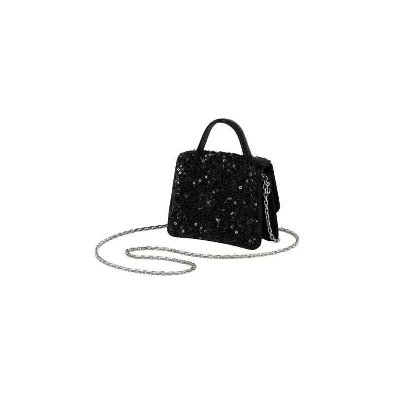 CARTIER Panthère De Cartier Sequins Shoulder Bag Crossbody Bag Handbag Mini Women's Black-2