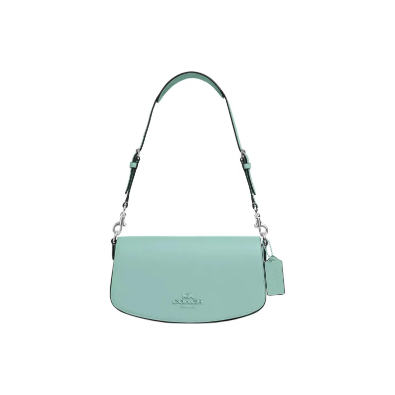 COACH Cow Leather Crossbody Bag, Shoulder Bag Women's Silver & Faded Blue-0