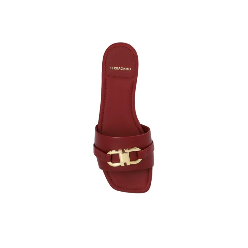 FERRAGAMO GANCINI Slide Slippers Women's Red-4