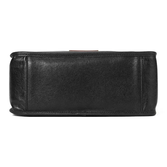 Sharkborough Cow Leather Shoulder Bag, Messenger Bag Men's Black-5