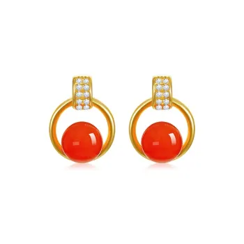 MUXIYUAN Southern Red Agate Stud Earrings Women's