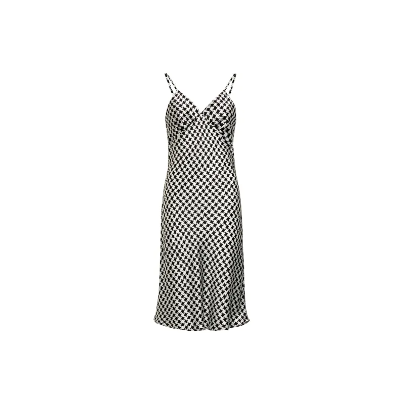 Silk Boundary Nightgown Women's Black Houndstooth-0