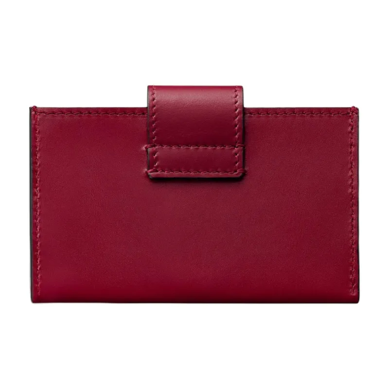 CARTIER Calfskin Card Holder Women's Cherry Red-1