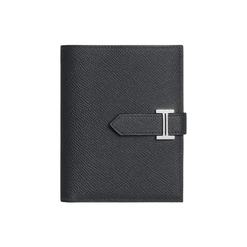 HERMES Bearn Epsom Calfskin Card Holder Wallet Women's 76 Bleu Indigo Indigo