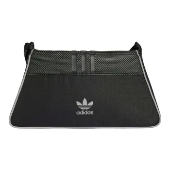 Adidas Originals Recycled Polyester Shoulder Bag, Crossbody Bag Mini Unisex Black & Reflective Silver