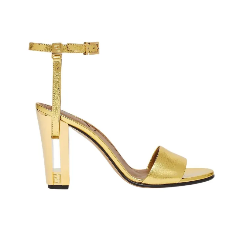 FENDI Delfina One Strap Sandals 9.5cm Women's Gold-1