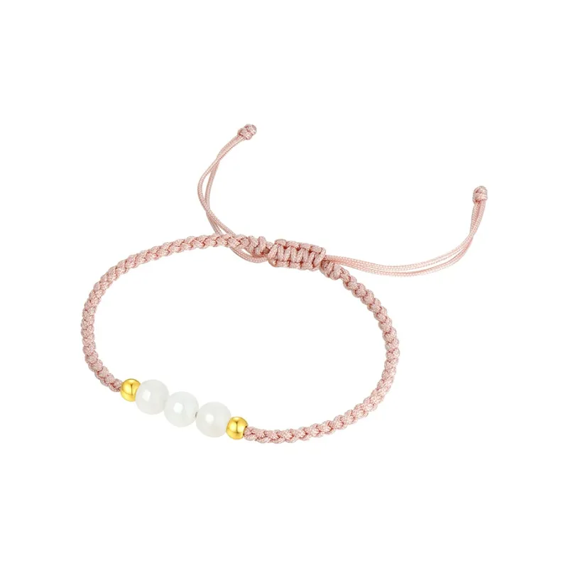 CHOW TAI SENG Chalcedony Braided String Bracelet Unisex-4