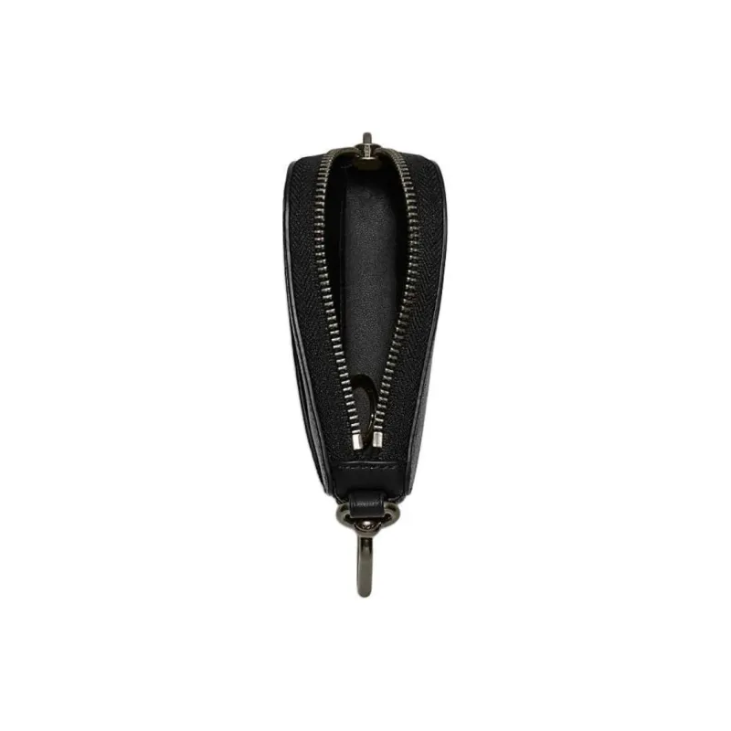 COACH L Zip Artificial Leather With Cow Leather Key Pouch Mini Unisex Charcoal Black-1
