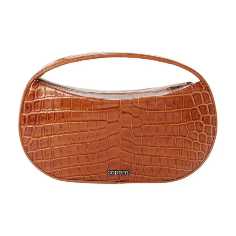 COPERNI Crocodile Pattern Leather Shoulder Bag Crossbody Bag Handbag Small Size Women's Brown-0