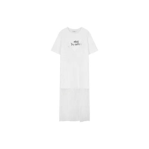 ELF SACK Short-Sleeved Dresses Women's Urban Layered White