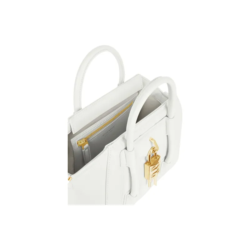 Givenchy Antigona Lock Calfskin Handbag Mini Women's Ivory White-3