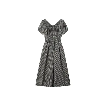 LOUISY AO Short Sleeved Dresses Women's Black Plaid