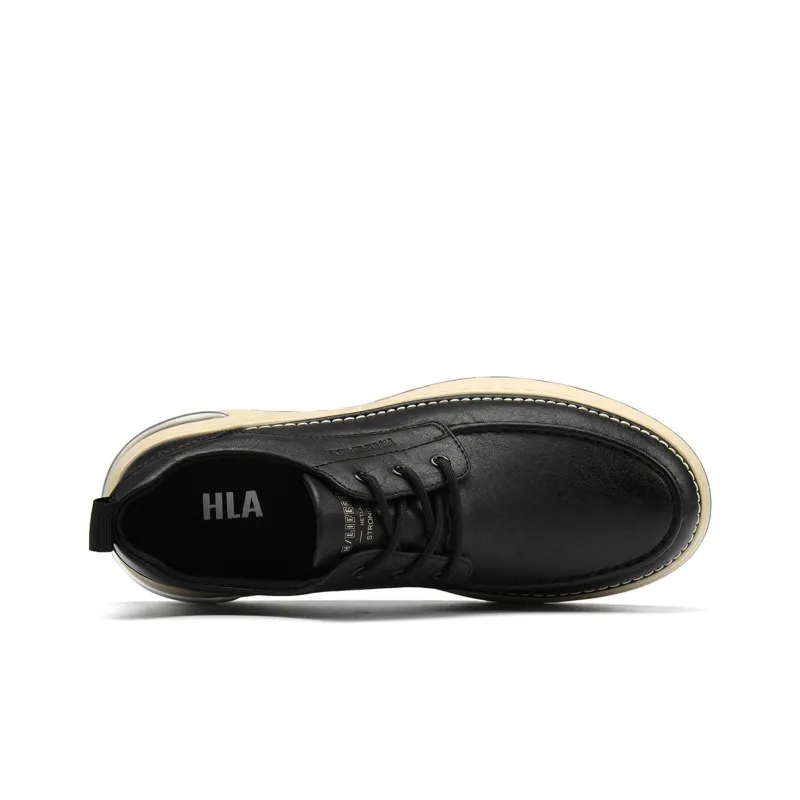 HLA Men's Shoes Vintage Wear-Resistant Versatile Work Boots Low-Top Platform Casual Leather Shoes-2