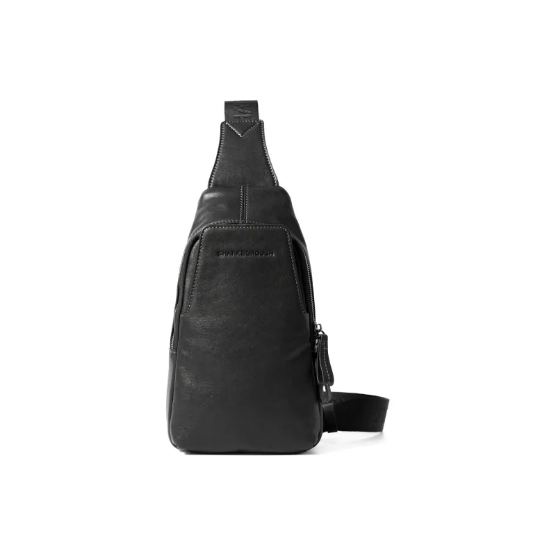 Sharkborough Cow Leather Sling Bag, Shoulder Bag, Crossbody Bag Regular Men's Black-1
