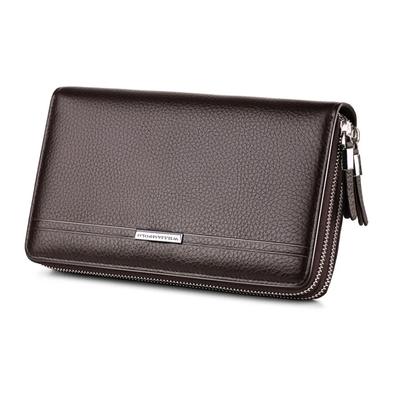 WilliamPOLO Top Grain Cow Leather Long Wallet With Multiple Card Slots Clutch Large Size Men's Multicolor-12
