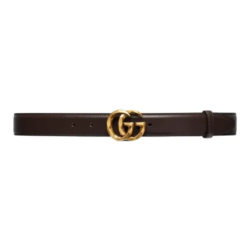 GUCCI Logo Double G Smooth Buckle Leather, Hardware Accessories Leather Belts Men's Brown Width 3CM