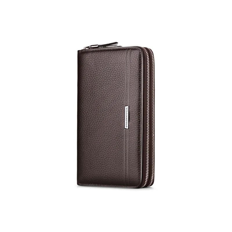 WilliamPOLO Top Grain Cow Leather Long Wallet With Multiple Card Slots Clutch Large Size Men's Multicolor-9
