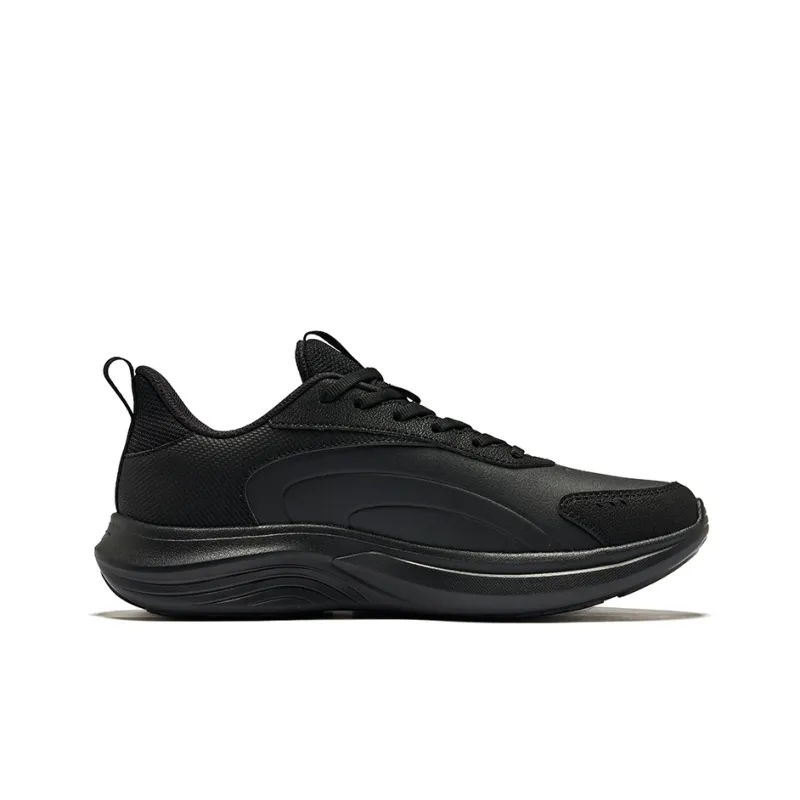 Erke Cushioning Wear Resistant Low Top Casual Running Shoes Men's Jet Black-1