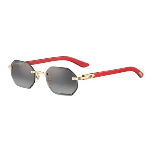 CARTIER Redwood Irregular Shape Sunglasses Unisex Red