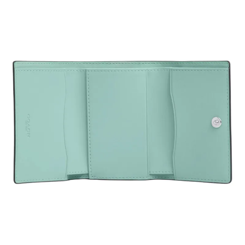 COACH Micro Cow Leather Wallet Mini Women's Silver & Faded Blue-1