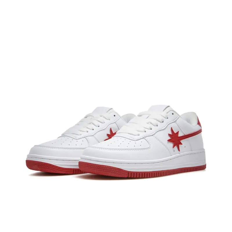 Starwalk Soldier Low-Top Skateboard Shoes Unisex White Red-2