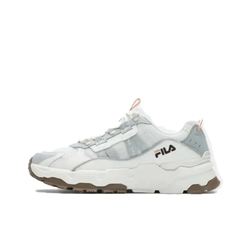 FILA TREK Anti Slip Wear Resistant Breathable Lightweight Low Top Chunky Sneakers Men's White-0