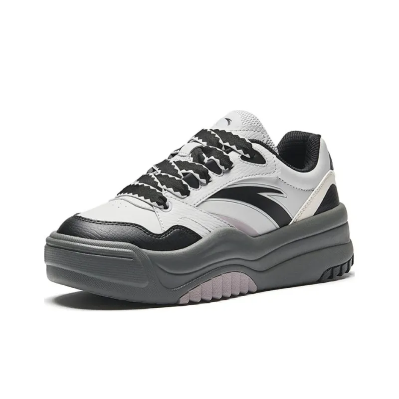Anta Wave Shoes 2 Height Increasing Breathable Low Top Skateboard Shoes Women's Gray Black-1