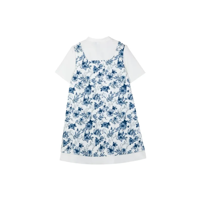 B.Duck SS24 Short Sleeved Dresses Women's White All Over Print-1