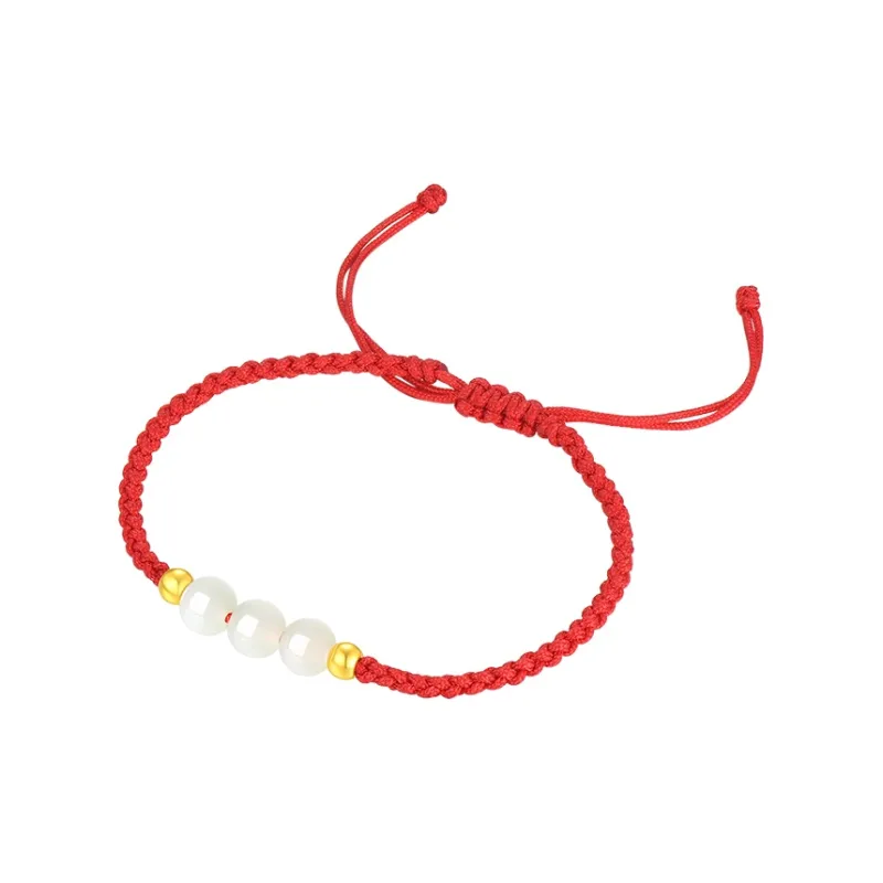 CHOW TAI SENG Chalcedony Braided String Bracelet Unisex-6