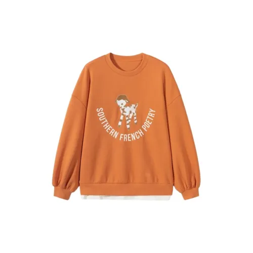 EICHITOO Sweatshirts Women's Deep Orange Splicing 23