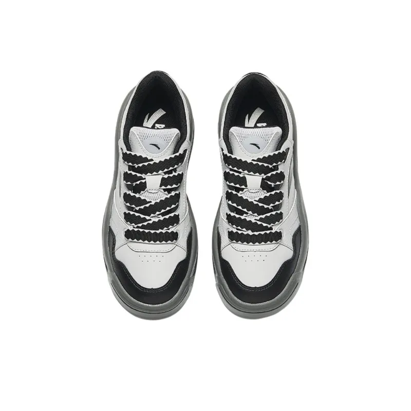 Anta Wave Shoes 2 Height Increasing Breathable Low Top Skateboard Shoes Women's Gray Black-2