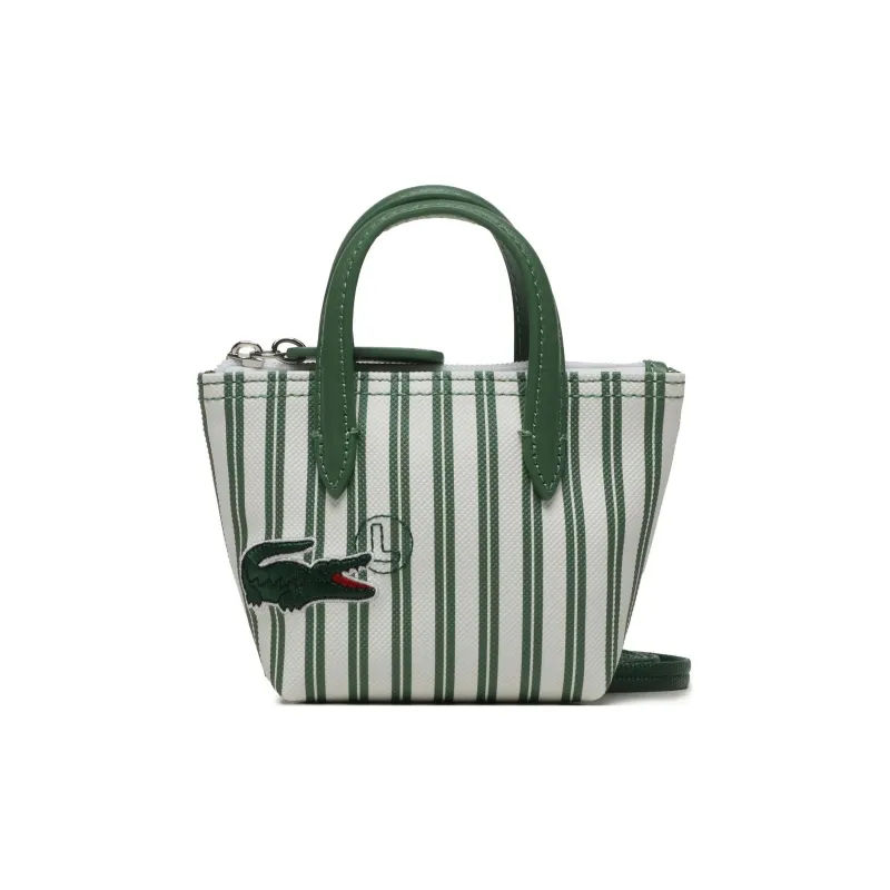 LACOSTE PVC Tote Bag Shopping Bag Shoulder Bag Crossbody Bag Handbags Small Size Women's Green Stripes-2