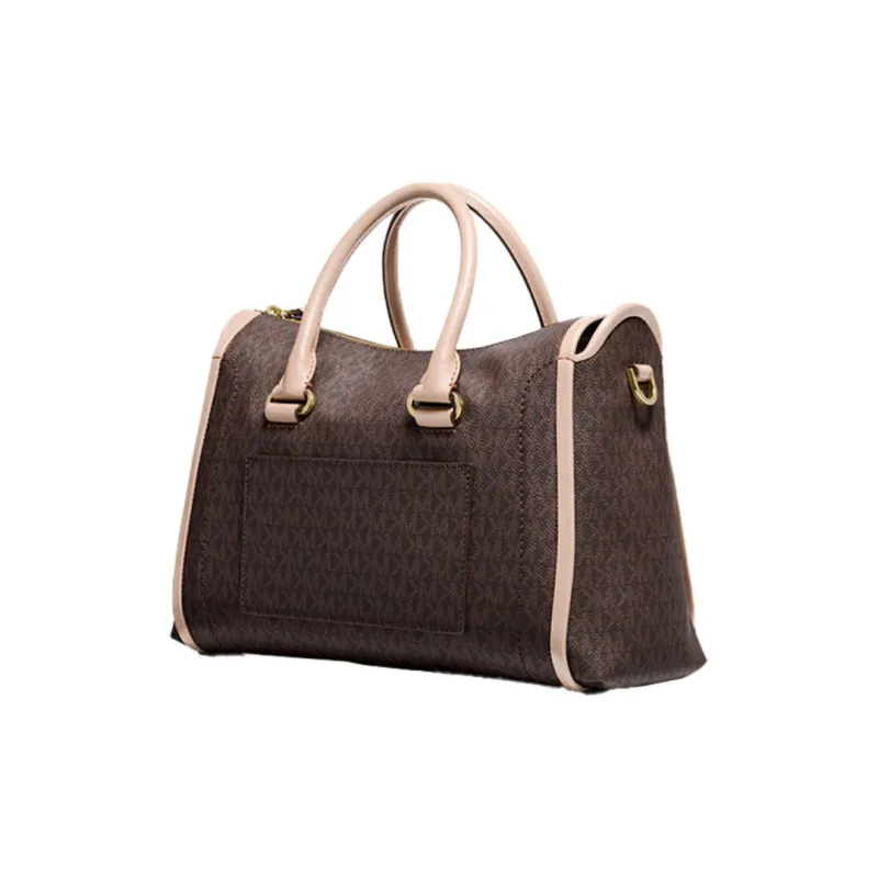 MICHAEL KORS Carine Cow Leather Shoulder Bag Crossbody Bag Handbag Medium Size Women's Dark Brown/Nude Pink-3